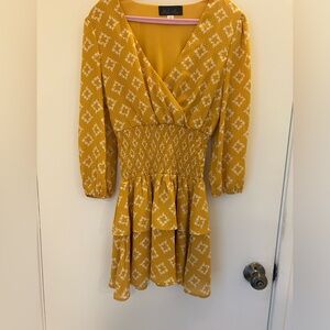 Mustard ruffle mini dress